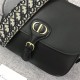 LARGE Dior BOBBY BAG Black Box Calfskin with Blue Dior Oblique Embroidered Strap mid