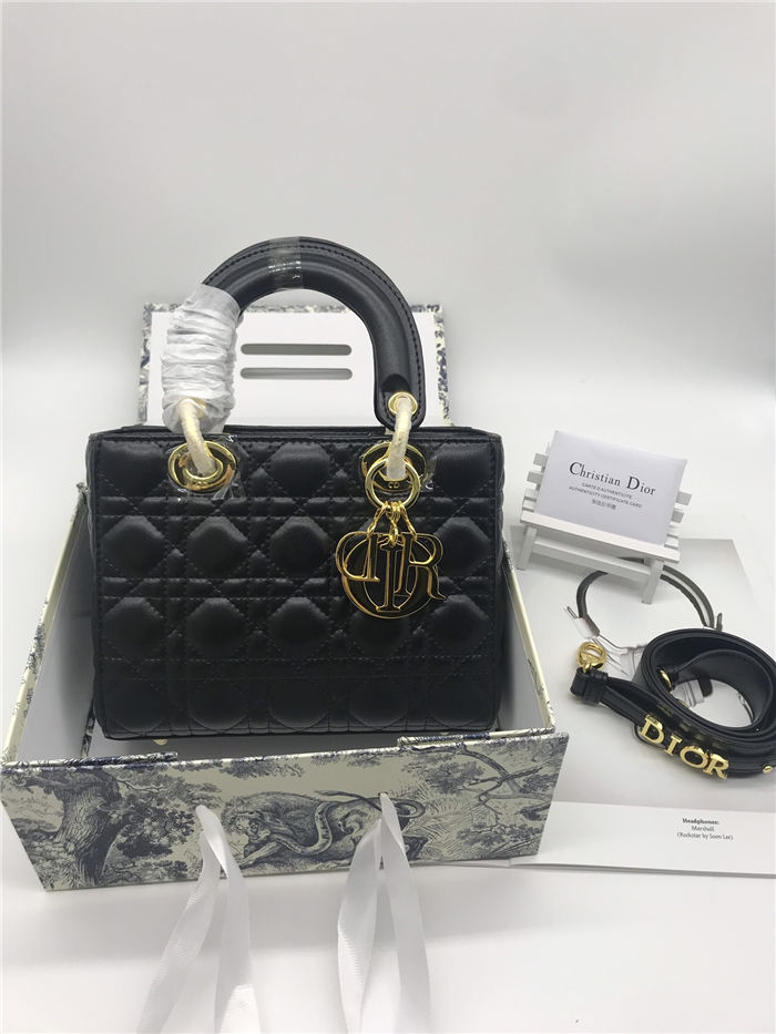 SMALL LADY Dior MY ABCDior BAG Cannage Lambskin Black Gold Hardware Mid