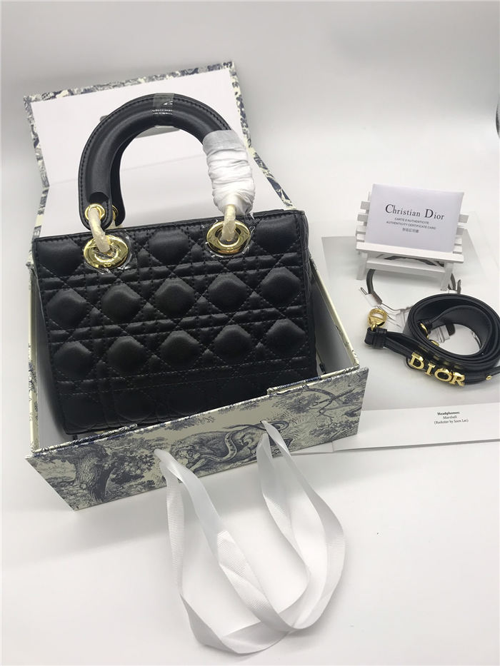 SMALL LADY Dior MY ABCDior BAG Cannage Lambskin Black Gold Hardware Mid