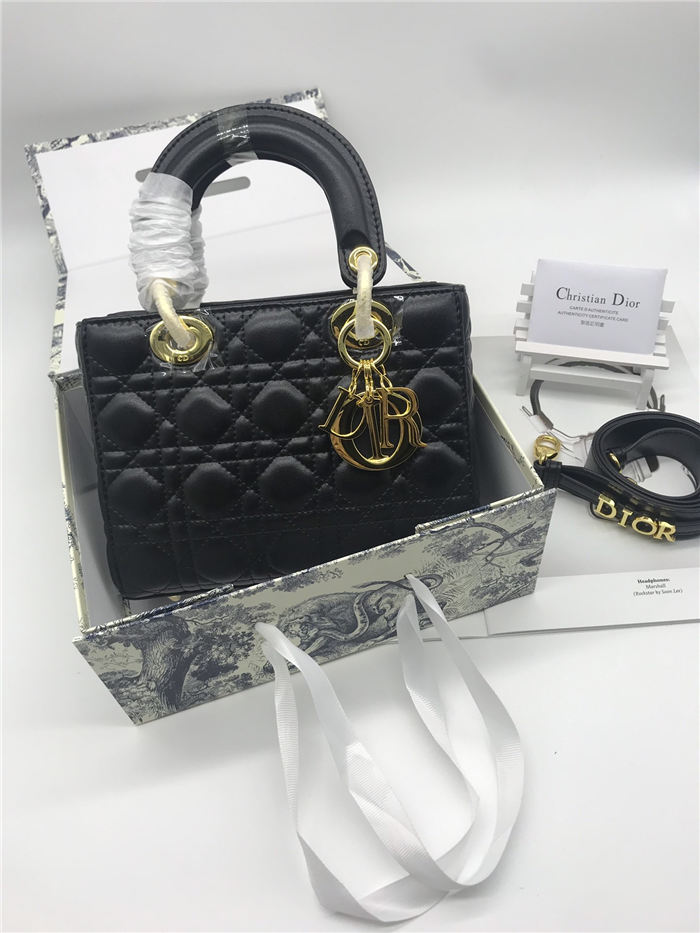 SMALL LADY Dior MY ABCDior BAG Cannage Lambskin Black Gold Hardware Mid