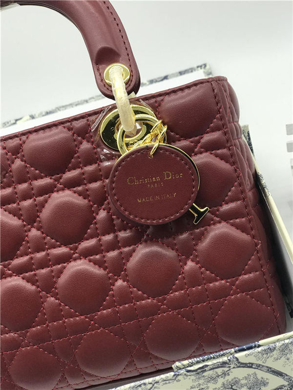 SMALL LADY Dior MY ABCDior BAG Cannage Lambskin Burgundy Gold Hardware Mid