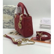 MINI LADY Dior BAG Red Cannage Lambskin Gold Hardware mid