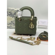 MINI LADY Dior BAG Green Cannage Lambskin Gold Hardware mid