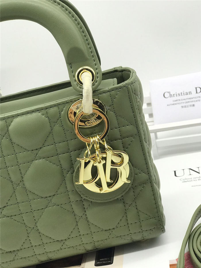 MINI LADY Dior BAG Green Cannage Lambskin Gold Hardware mid