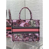 MEDIUM Dior BOOK TOTE Toile de Jouy Voyage Embroidery Pink High