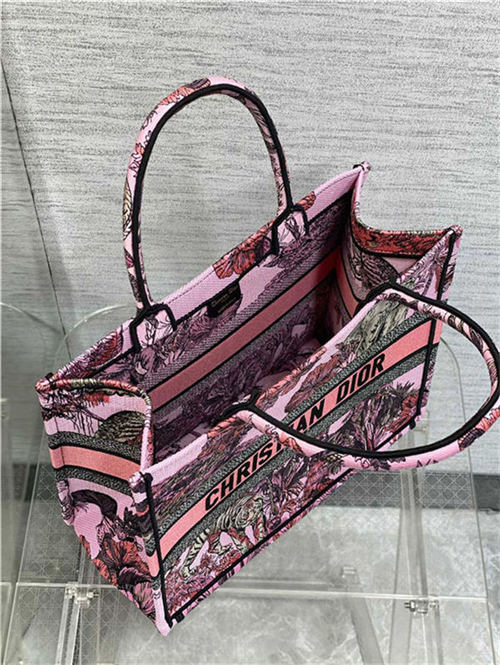 MEDIUM Dior BOOK TOTE Toile de Jouy Voyage Embroidery Pink High