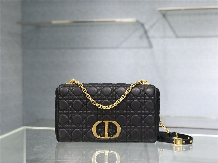 Dior LARGE CARO BAG Calfskin Black Mid