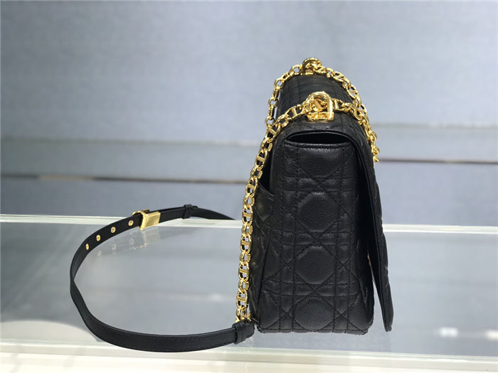 Dior LARGE CARO BAG Calfskin Black Mid