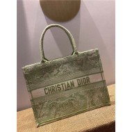 MEDIUM Dior BOOK TOTE Toile de Jouy Reverse Embroidery Green Mid