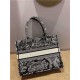 MEDIUM Dior BOOK TOTE Toile de Jouy Reverse Embroidery Black Mid