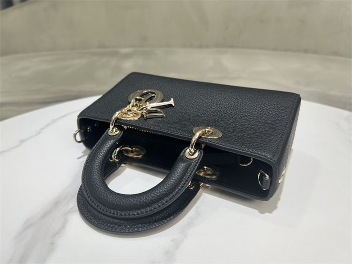 Lady D-Sire Small My ABCDior Bag Bull Leather Black High