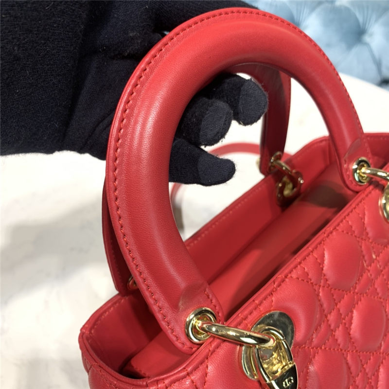 MEDIUM LADY Dior BAG Cannage Lambskin Enamel High 