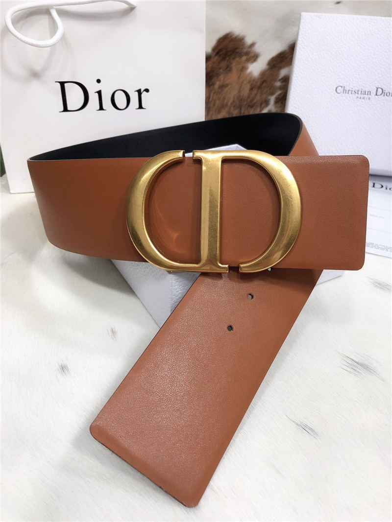 Dior 30 MONTAIGNE BELT 70MM Calfskin Black&Camel High