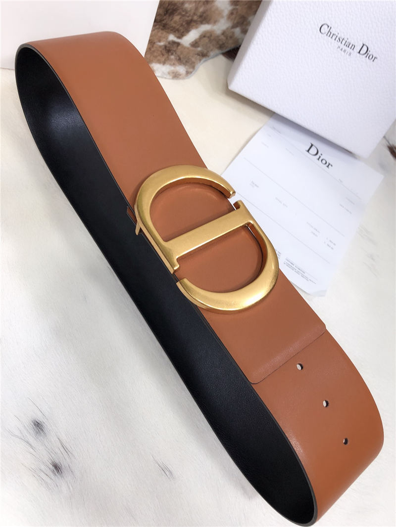 Dior 30 MONTAIGNE BELT 70MM Calfskin Black&Camel High