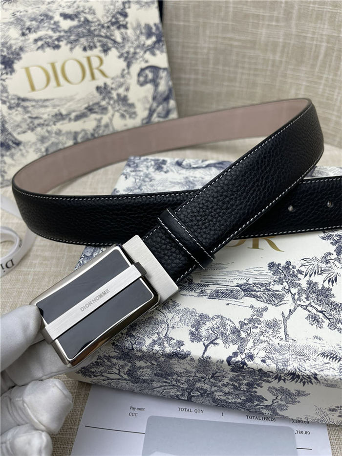 Dior BELT 35MM Calfskin Black Silver High