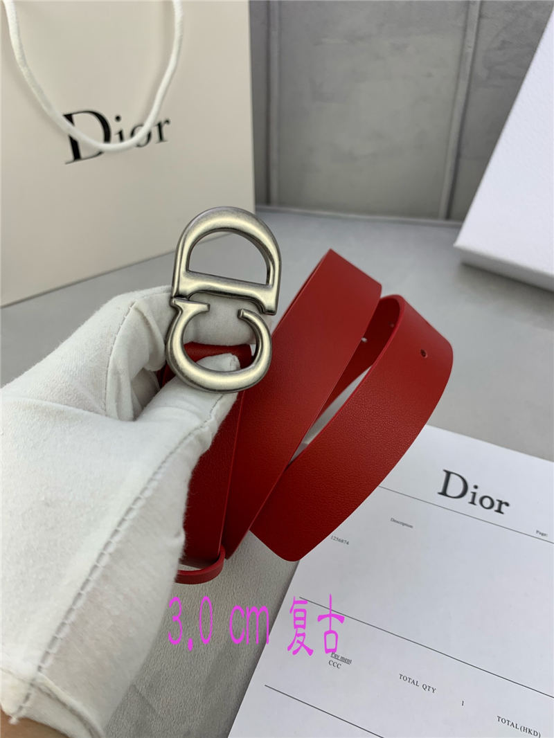 Dior SADDLE BELT 30MM Smooth Calfskin Red High