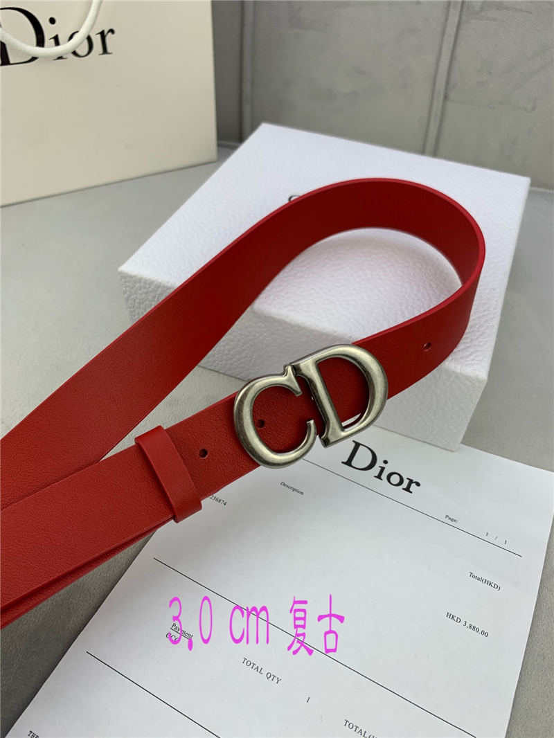 Dior SADDLE BELT 30MM Smooth Calfskin Red High