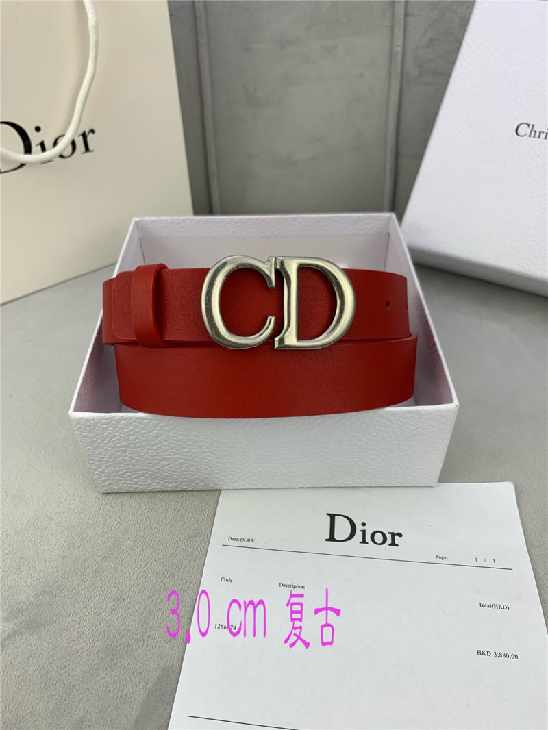 Dior SADDLE BELT 30MM Smooth Calfskin Red High