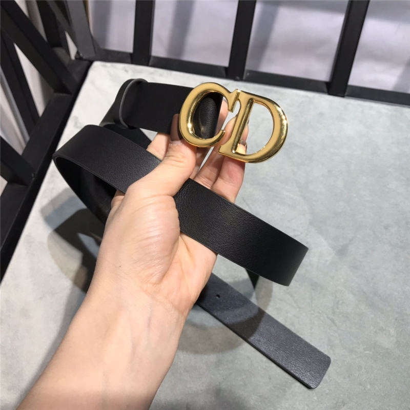 Dior SADDLE BELT 20MM Ultrasmooth Calfskin Black Gold High