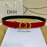 Dior SADDLE BELT 30MM Ultrasoft Calfskin Black&Red High