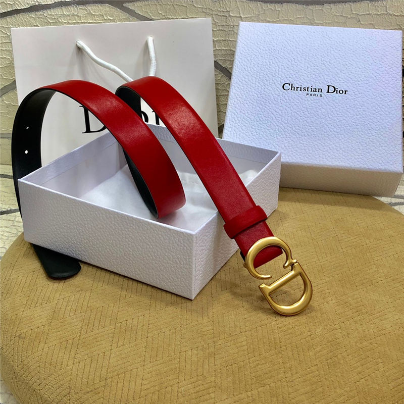 Dior SADDLE BELT 30MM Ultrasoft Calfskin Black&Red High