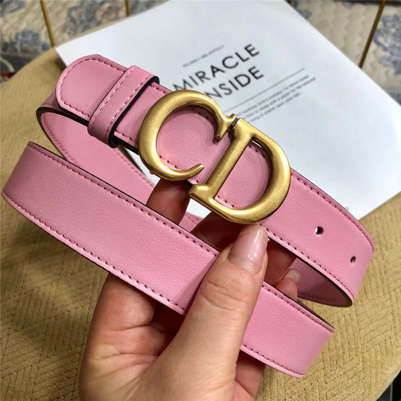 Dior SADDLE BELT 30MM Ultrasoft Calfskin Double Pink High