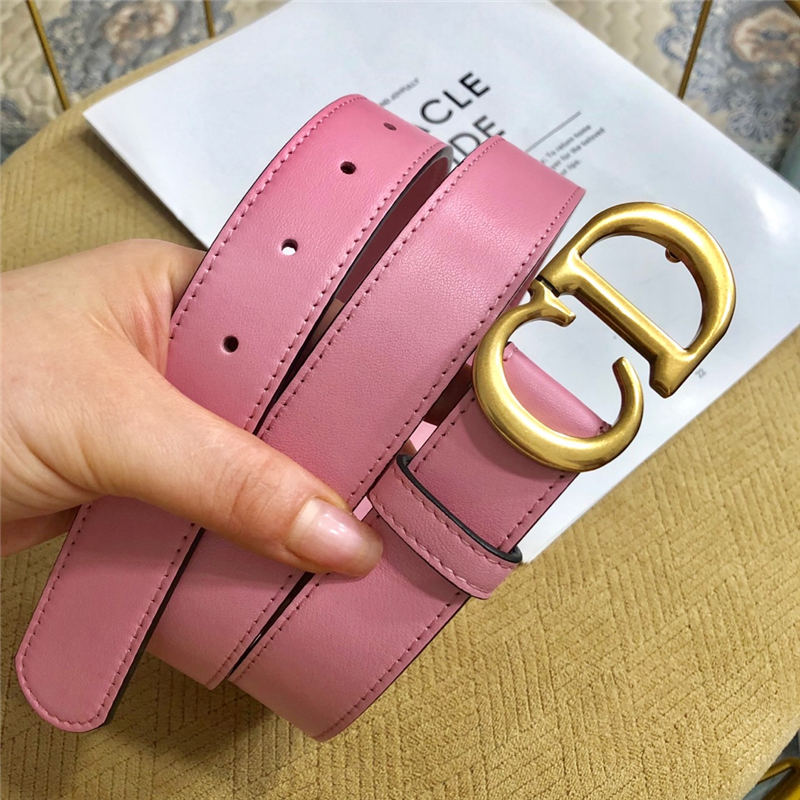 Dior SADDLE BELT 30MM Ultrasoft Calfskin Double Pink High