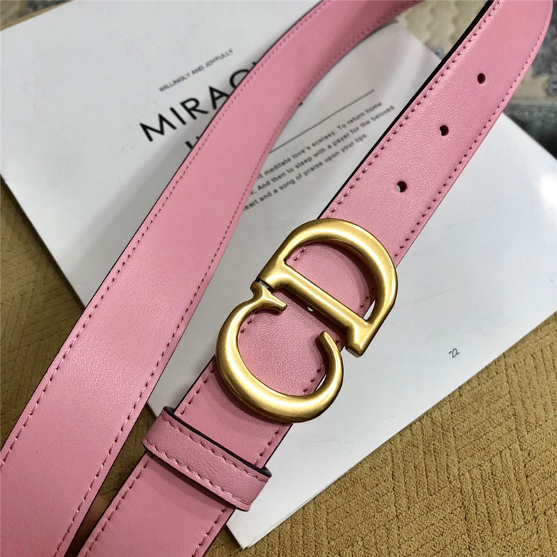 Dior SADDLE BELT 30MM Ultrasoft Calfskin Double Pink High