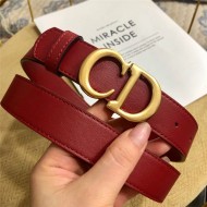 Dior SADDLE BELT 30MM Ultrasoft Calfskin Double Wine High