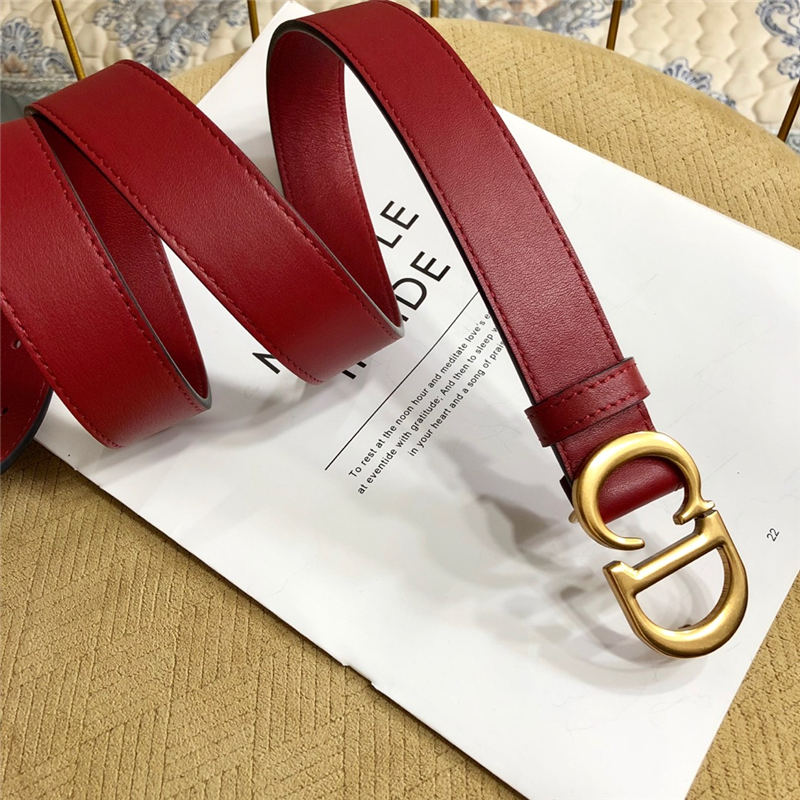 Dior SADDLE BELT 30MM Ultrasoft Calfskin Double Wine High