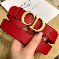 Dior SADDLE BELT 30MM Ultrasoft Calfskin Double Red High