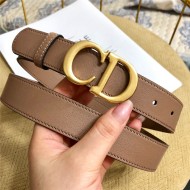 Dior SADDLE BELT 30MM Ultrasoft Calfskin Double Taupe High