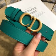 Dior SADDLE BELT 30MM Ultrasoft Calfskin Double Green High