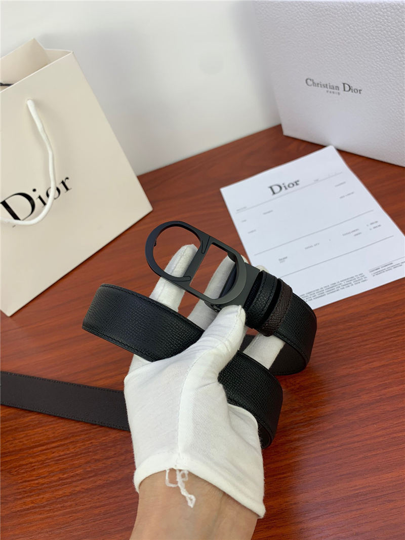 Dior CD BELT 35MM Epsom Calfskin Coffee/Black High