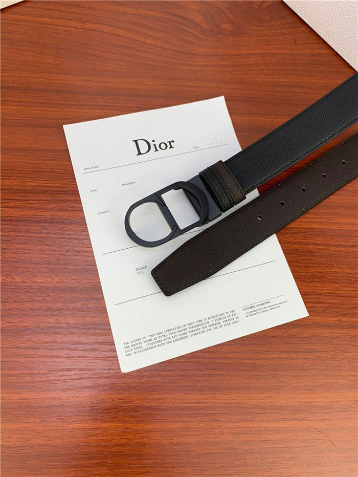 Dior CD BELT 35MM Epsom Calfskin Coffee/Black High