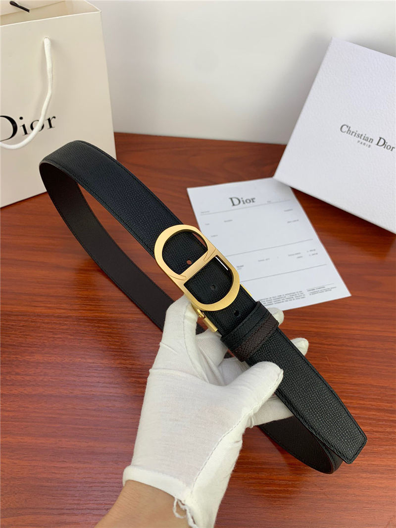 Dior CD BELT 35MM Epsom Calfskin Coffee/Black High