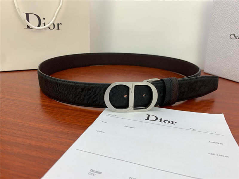 Dior CD BELT 35MM Epsom Calfskin Coffee/Black High