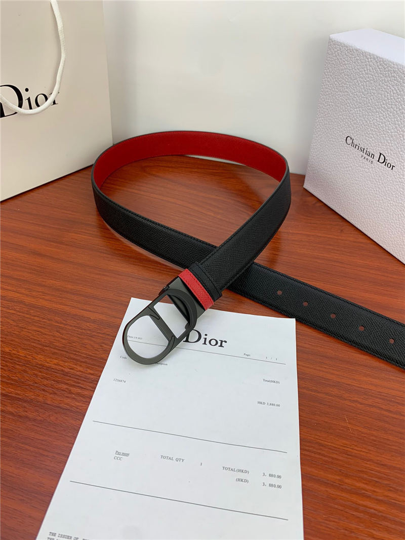 Dior CD BELT 35MM Epsom Calfskin Red/Black High