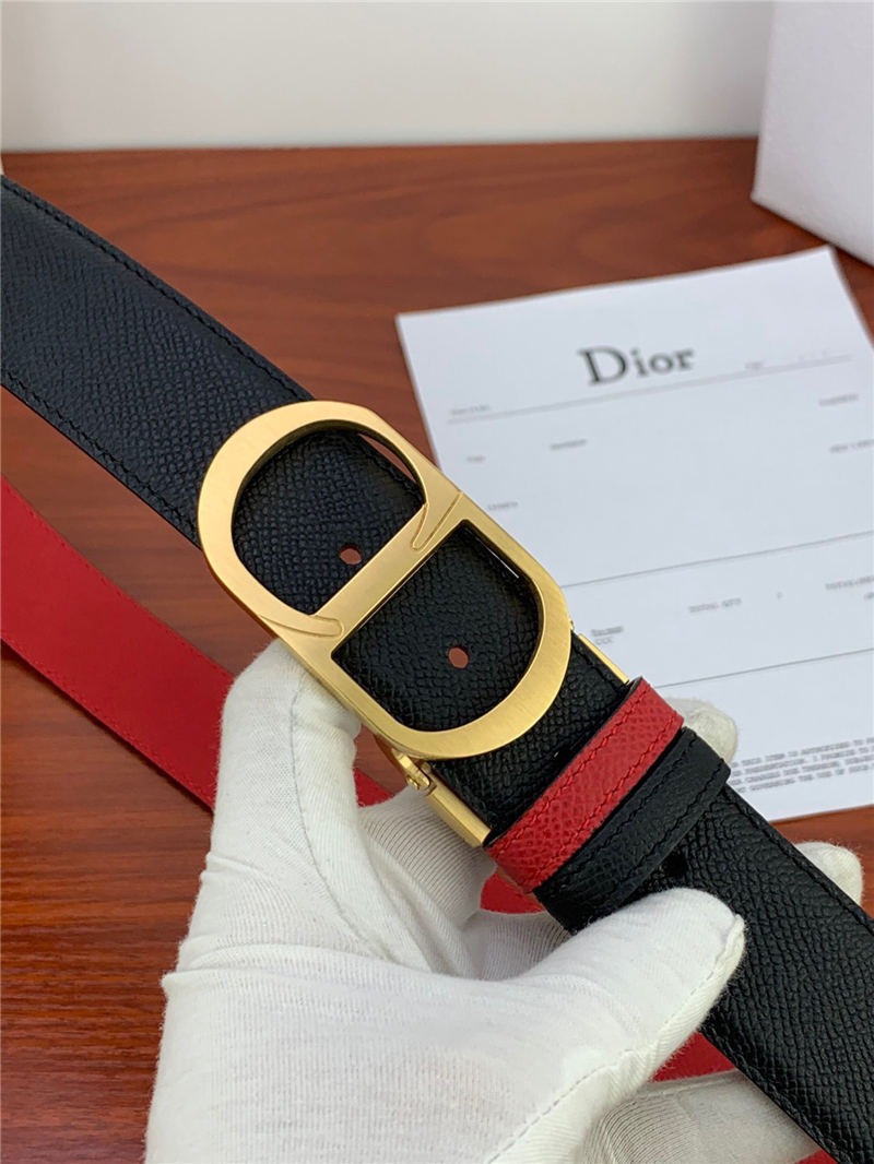 Dior CD BELT 35MM Epsom Calfskin Red/Black High