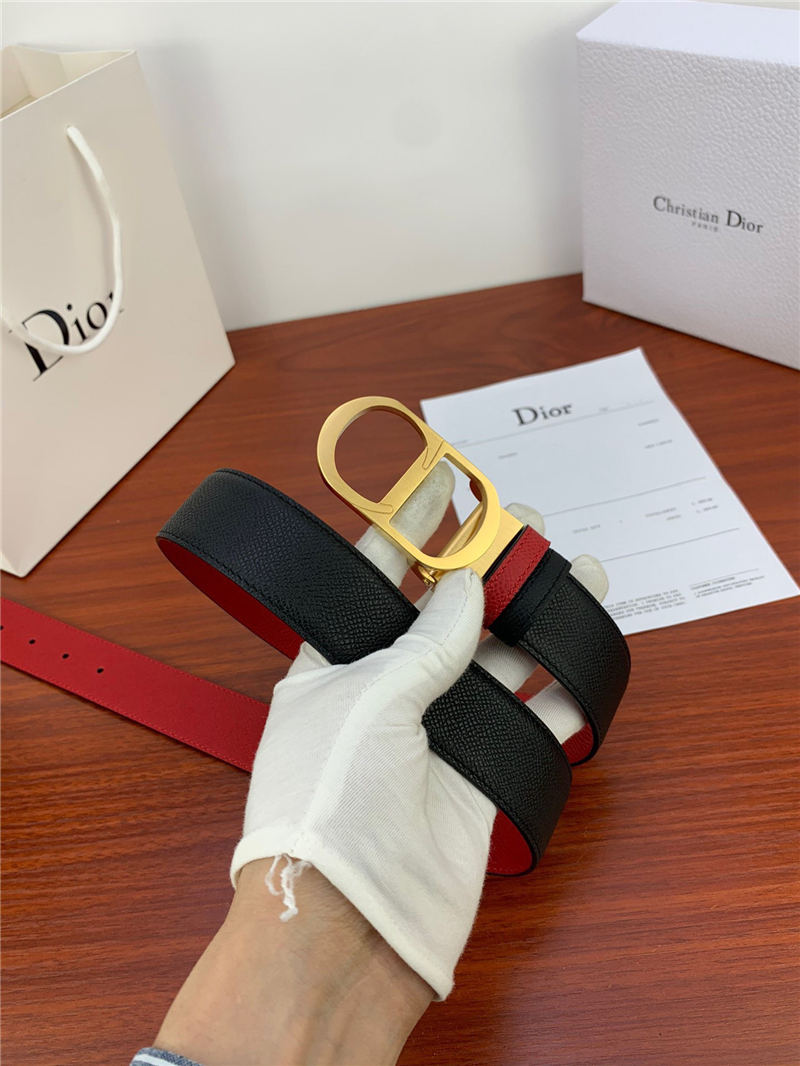 Dior CD BELT 35MM Epsom Calfskin Red/Black High