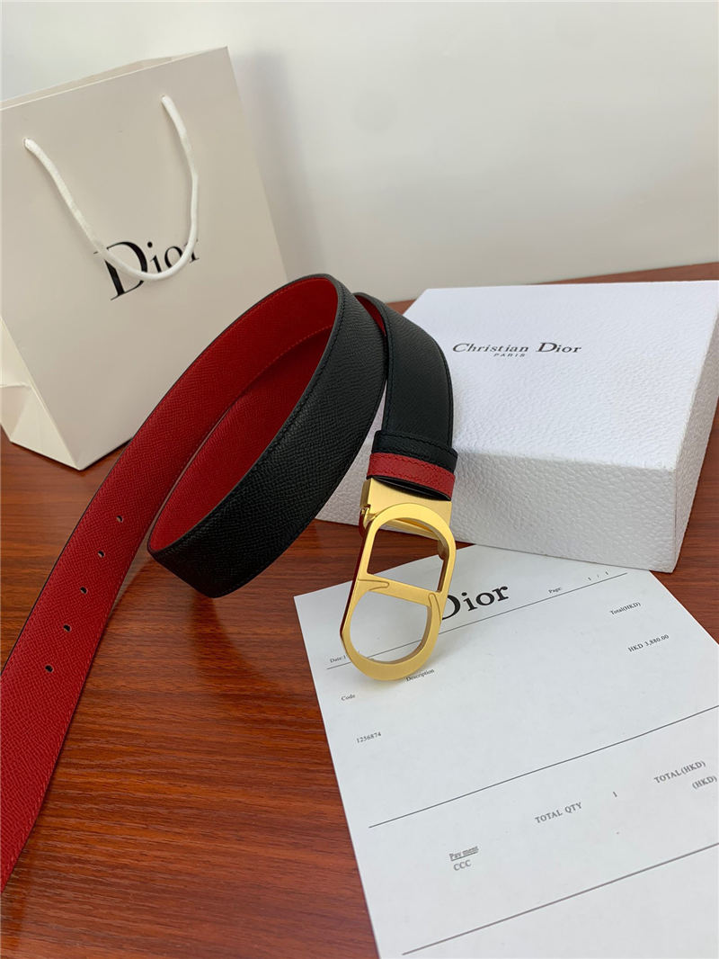 Dior CD BELT 35MM Epsom Calfskin Red/Black High