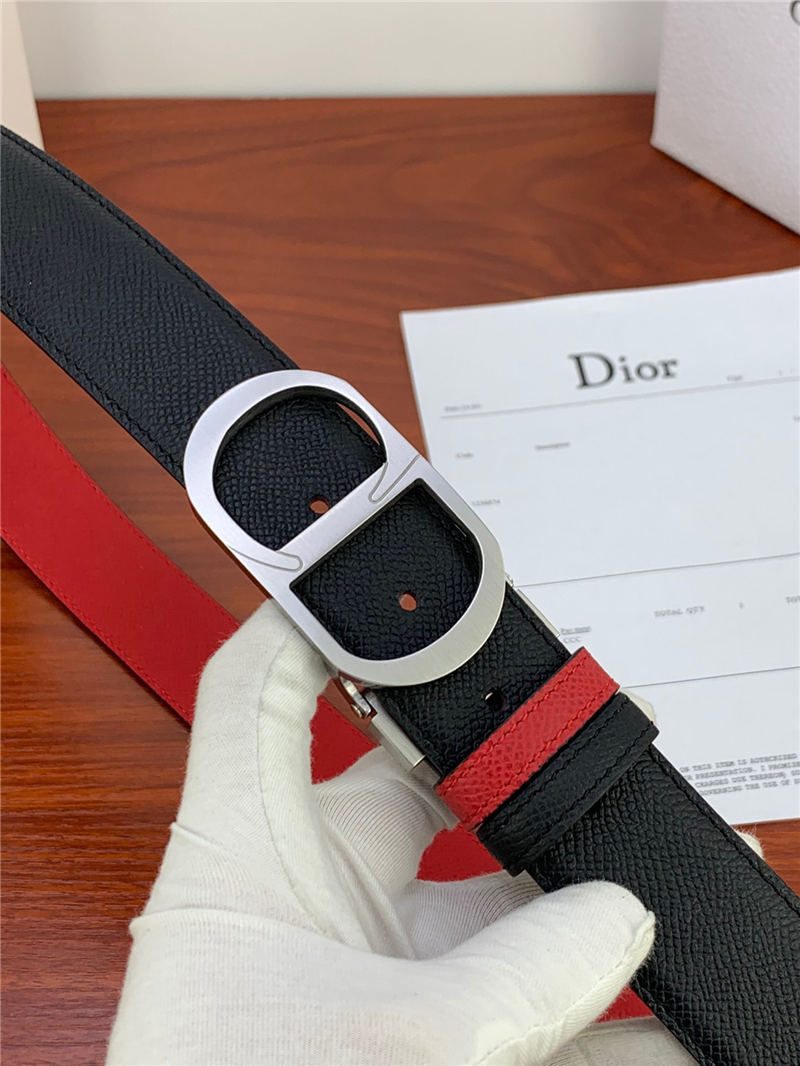 Dior CD BELT 35MM Epsom Calfskin Red/Black High