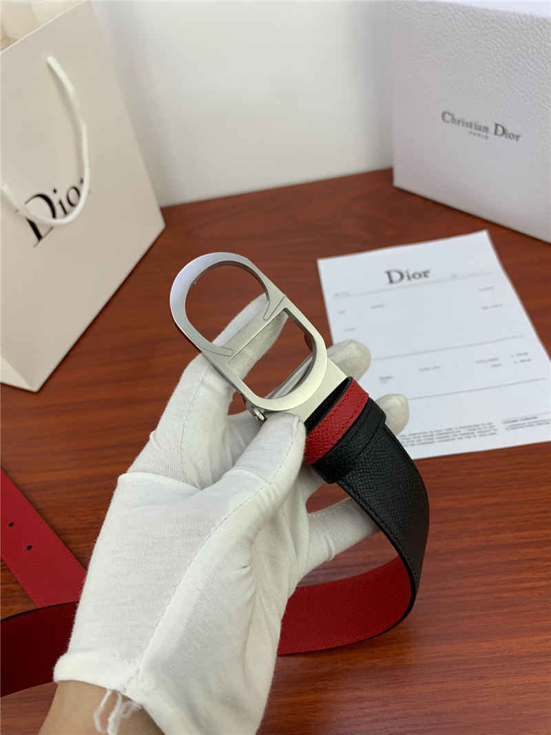 Dior CD BELT 35MM Epsom Calfskin Red/Black High