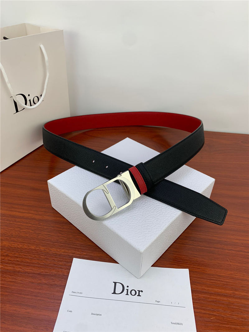 Dior CD BELT 35MM Epsom Calfskin Red/Black High