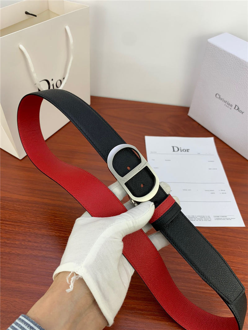 Dior CD BELT 35MM Epsom Calfskin Red/Black High