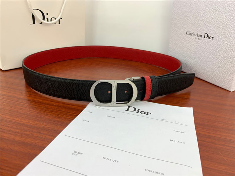 Dior CD BELT 35MM Epsom Calfskin Red/Black High