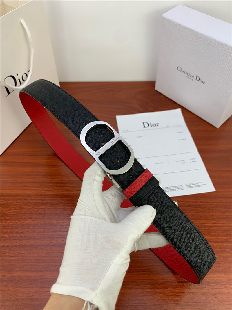 Dior CD BELT 35MM Epsom Calfskin Red/Black High