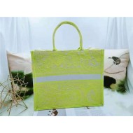 LARGE Dior BOOK TOTE Toile de Jouy Reverse Embroidery Lime High