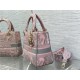 MEDIUM LADY D-LITE BAG Toile de Jouy Embroidery Pink-Grey High