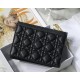 Dior CARO ZIPPED POUCH WITH CHAIN Supple Cannage Calfskin Black High